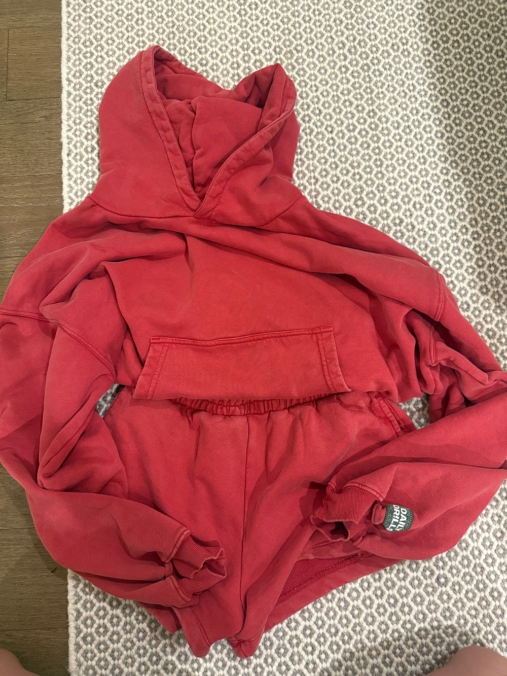 Daily drills sunbleached red bandana  Hoodie and Shorts Set